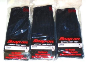 3 PAIRS Men's BLUE Snap-On Crew Socks LARGE ~ FREE SHIPPING ~ MADE IN USA *NEW* - Picture 1 of 8