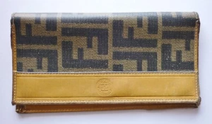 FENDI Monogram Checkbook Cover Billfold Made in Italy Vintage AS IS - Picture 1 of 11