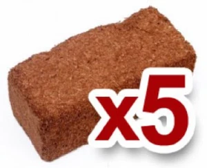 Coconut Coir Brick, 650g, 5 Pack - Picture 1 of 2