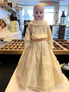 ANTIQUE 19” HEUBACH DOLL KID BODY. DRESSED MARKED - No Wig - Picture 1 of 8