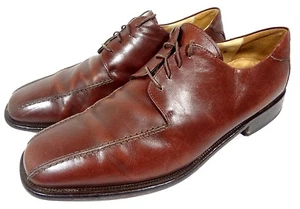 PRONTO UOMO FIRENZE MADE IN ITALY OXFORD LACE UP BROWN LEATHER MENS SHOES 12 M - Picture 1 of 8