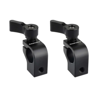2x CAMVATE 15mm Aluminum Rod Clamp w/ 1/4" Thread Holes For Camera Monitor Mount - Image 1 of 4