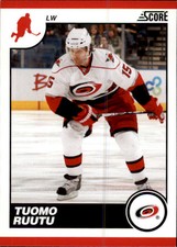 2010-11 Score Carolina Hurricanes Hockey Card #112 Tuomo Ruutu