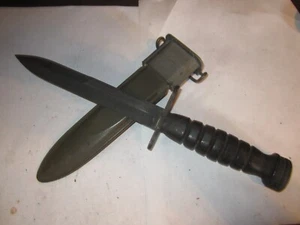 US-M4 AERIAL Knife Bayonet w/ HARD RUBBER Grips and CUTDOWN USN MK1 SCABBARD - Picture 1 of 14