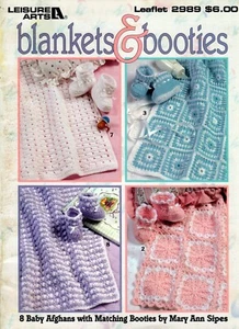 Blankets & Booties Baby Afghans with Booties by Mary Ann Sipes Leaflet 2989 NOS - Picture 1 of 4