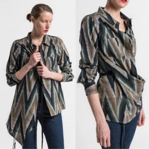 Nicholas K Cotton Chevron Roux Shirt in Multicolor size M - Picture 1 of 8