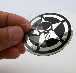 4x Punisher Shield Wheel Hub Center Cap Sticker Decal Car Auto 2.20" diameter - Picture 1 of 7