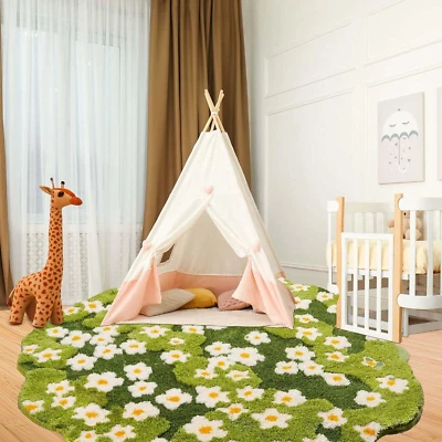 Alfombra Musgo Estéreo 3D Alfombra Irregular Flores Hierba Musgo Alfombra para Sala Dormitorio Foto 1 de 4