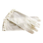 1 Pair Elegant Bride Gloves Transparent Gauze Hand Mitts Pearls Lace Mittens