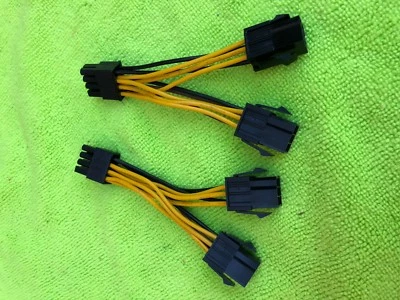 LOT 2 pcs ORIGINAL PNY Dual 6 Pin Female To 8 Pin Male PCIE VGA Power Cable Y  - Image 1 of 2