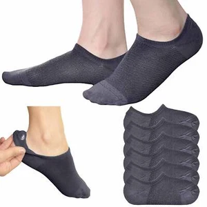 6 Pairs Cotton No Show Socks Low Cut Non Slip Loafer Invisible Unisex Grey 10-13 - Picture 1 of 1