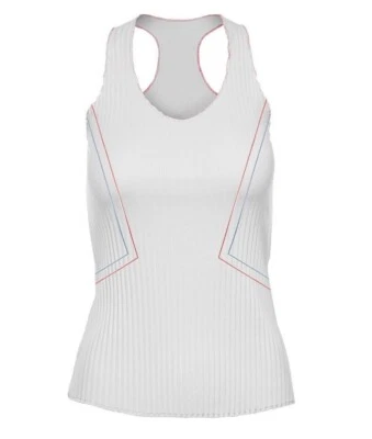 Camiseta sin mangas de tenis K Swiss plisada con cuello en V talla XL - NUEVO CON ETIQUETAS - Blanco, Azul, Coral, Mujer Foto 1 de 4