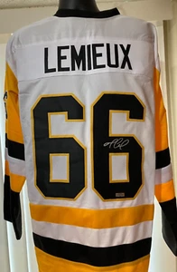 Mario Lemieux Pittsburgh Penguins Signed Autographed Custom Jersey Heritage COA - Picture 1 of 6