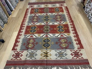 Oriental Handmade Turkish Wool Kilim Rug Room Floor Area Decor Runner 245x 157 - Picture 1 of 9