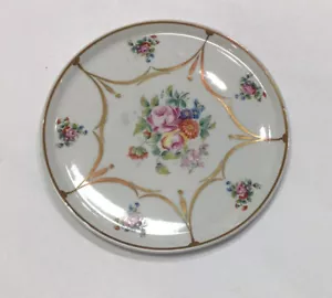 Antiker Limoges Frankreich feines Porzellan handbemalter Blumenteller mit Goldrand 6,5" - Bild 1 von 5