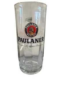 Vintage Paulaner Munchen Tankard Beveled Glass Beer Mug Germany 0.5 Liter 7.25" - Picture 1 of 10