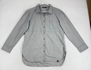 The North Face Womens Button Down Shirt Gray Long Sleeve Large Cotton Blend - Picture 1 of 10