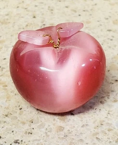 Opaque Pink Glass Apple Paperweight 1 1/2 INCHES HIGH & WIDE (MO-2) - Picture 1 of 4