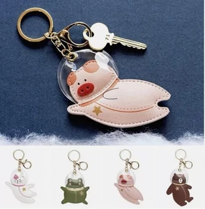 Portachiavi cartone animato in pelle per uomo donna facile da attaccare borsa ciondolo disegno animali - Foto 1 di 22