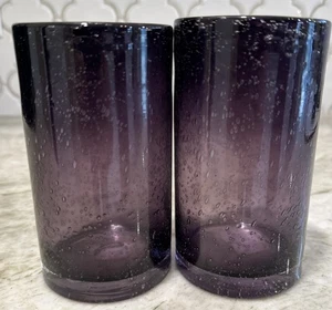 Artland Iris Plum Purple High Ball Hand Blown Glass Bubble 17oz SET OF 2 NEW - Picture 1 of 8