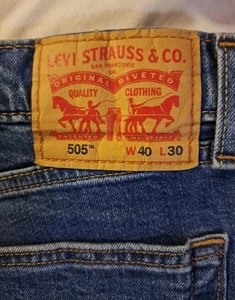 Pantalones de mezclilla informales de pierna recta azul 40x30 Levis 505 para hombre - Imagen 1 de 3