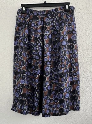 Piazza Sempione Pleated Midi Skirt Womens 44 Purple Abstract 100% Silk Italy Art - Image 1 of 4