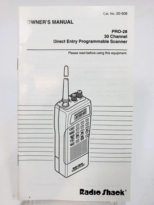 Radio Shack PRO-28 Owner's Manual - Image 1 of 2