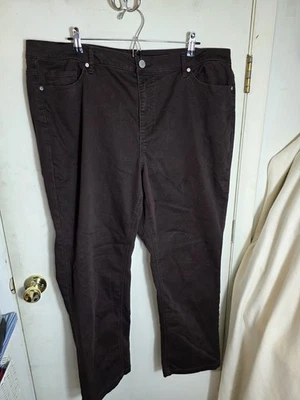 Calça Catherine's marrom perna reta plus size 22W, costura interna 28" - Imagem 1 de 4