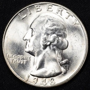 1948-S Washington Silver Quarter Choice BU Uncirculated San Francisco Mint - Picture 1 of 4