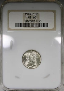 1944-P Mercury Dime NGC MS66 OLD FATTY HOLDER PQ+ - Picture 1 of 4