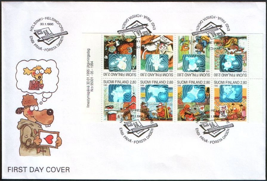 Dog Hill Kids Hologram Friendship Mauri Kunnas Finland Mint FDC 1995 - Image 1 of 1