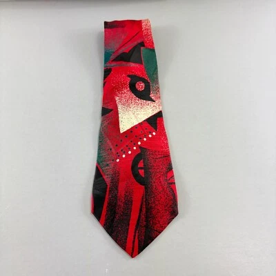 Corbata abstracta para hombre Vito Rofolo roja/negra 3 3/4' x 60" Foto 1 de 4