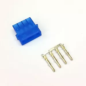 PK OF 5 - MALE 4 PIN MOLEX PC PSU POWER SUPPLY CONNECTOR - BLUE INC PINS - Picture 1 of 4