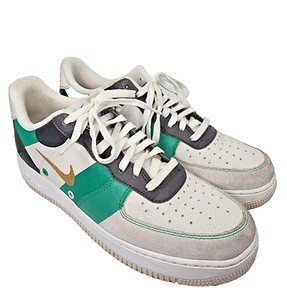 Nike Men's Air Force 1 Shoes Size 9.5 Green White Sneakers Trainers Low Premium - Picture 1 of 8