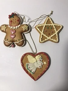 Three Gingerbread Looking Ornaments 3” - Picture 1 of 4