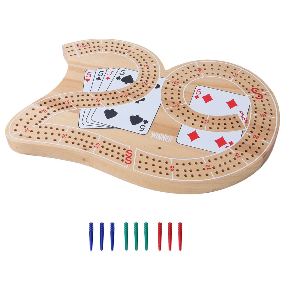 Classic 3-Track 29 Travel Cribbage Board Game with 9 Plastic Pegs for 2-3 Player - Image 1 of 4