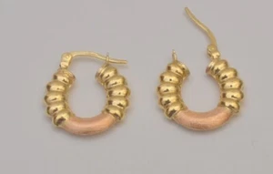 multi tone gold hoop earrings 18k E1 - Picture 1 of 7