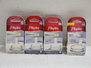 4 SEALED PACKAGES OF 2 EACH PLAYTEX NAUTRALATCH SILICONE NIPPLES 3+ MTS MEDIUM - Picture 1 of 8
