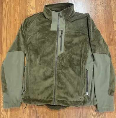 Jaqueta REI Masculina Grande Lã de Pele Verde Zíper Completo Ajustável Exterior Quente - Imagem 1 de 4