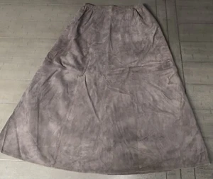E2 VTG 90s LEATHER LONG FLOWING SKIRT GRAY GREY SUEDE EVA By REMY SZ 8 - Picture 1 of 18