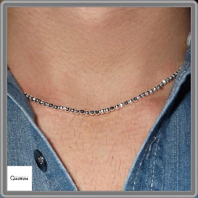 Collana da Uomo in Argento Vero e Pietre Naturali in Ematite Gioielli Uomo 45 cm - Immagine 1 di 4