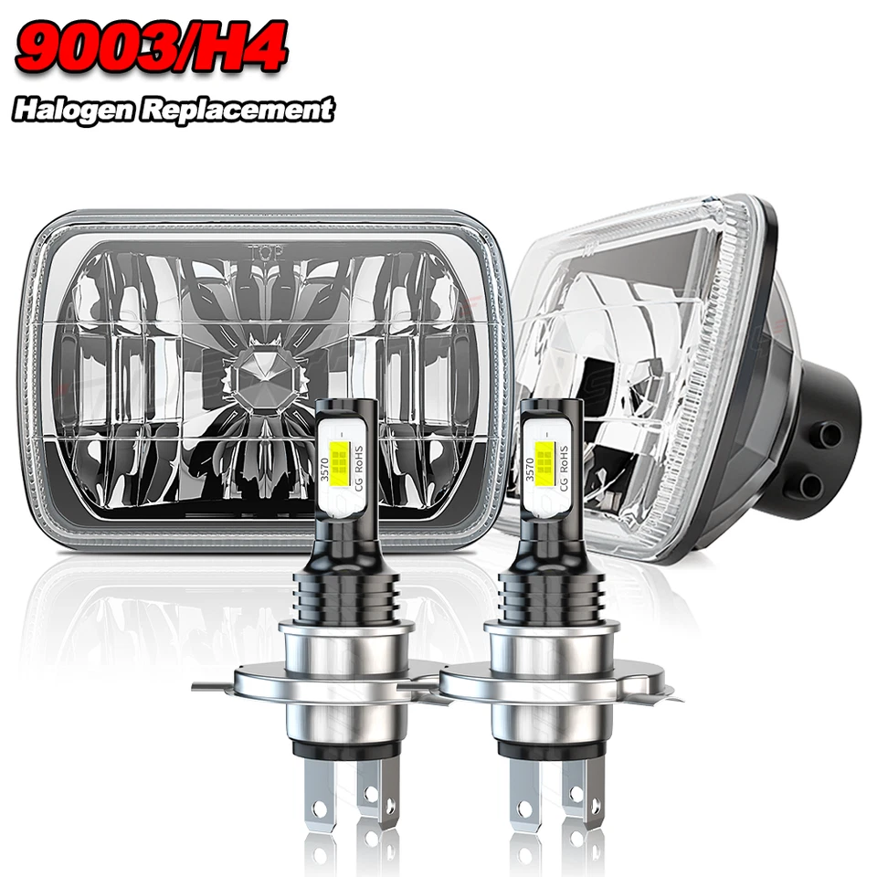 Pair For 82-93 Chevy S10 Blazer GMC S15 7X6" Projector LED Headlights Hi/Lo Beam - Image 1 of 4