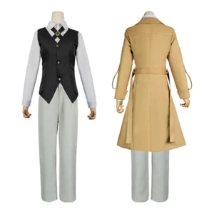 Bungo Stray Dogs Dazai Osamu Cosplay Wig Trench Coat Uniform Wig Full Set - Picture 1 of 8