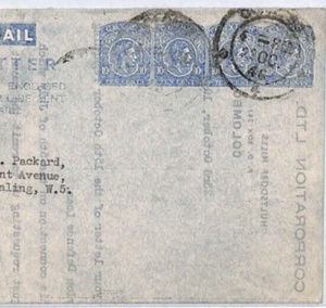 CEYLON Air Letter Stationery 10c{4} COMPOUND DIE Cover 1946 PRIVATE PRINT YR137 - Picture 1 of 12