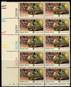 US Sc1560 P# block of 10 American Bicentennial Salem Poor, black freedom - Bild 1 von 4