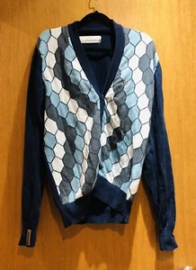 Men’s Fenchurch mixed blue geometric cardigan. Size S - Picture 1 of 3
