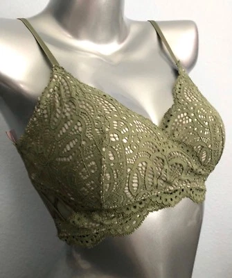 Victoria's Secret Bralette Bra Dream Angels Green & Nude Faux Wrap Lace  M - Image 1 of 3
