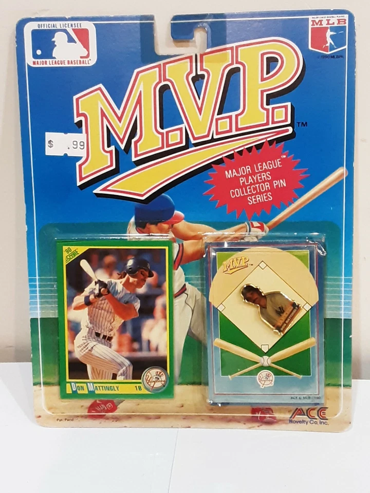 NY Yankees Don Mattingly 1990 MVP Pin and Card Licensed Collectors MLB SCORE