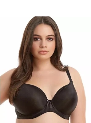 Elomi Bijou Size 42 DDD Black Molded Padded Plange J-Hook Underwire Bra 8722 — 第 1/4 张图片