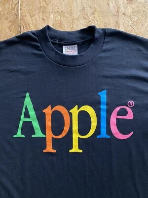 Camiseta vintage años 90/negra Apple Rainbow Spellout // talla grande // trabajos  Foto 1 de 4